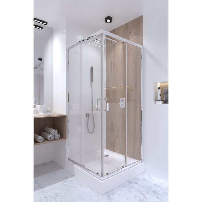 Душова кабіна Qtap Taurus CRM1099SC6 90х90 см, скло Clear 6 мм покриття CalcLess, без піддона, хром