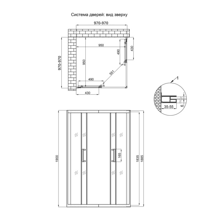 Душова кабина Qtap Taurus CRM1011SC6 100x100 см, скло Clear 6 мм, покрытие CalcLess без поддона