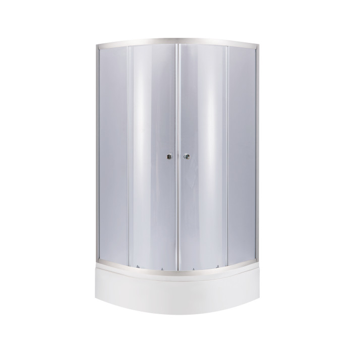 Душова кабіна Lidz Latwa SC80x80.SAT.MID.GR полукругла, скло тон. 4 мм + Душовий піддон KAPIELKA ST80x80x26, з панеллю (LLSC8080SATMIDGR2SET)