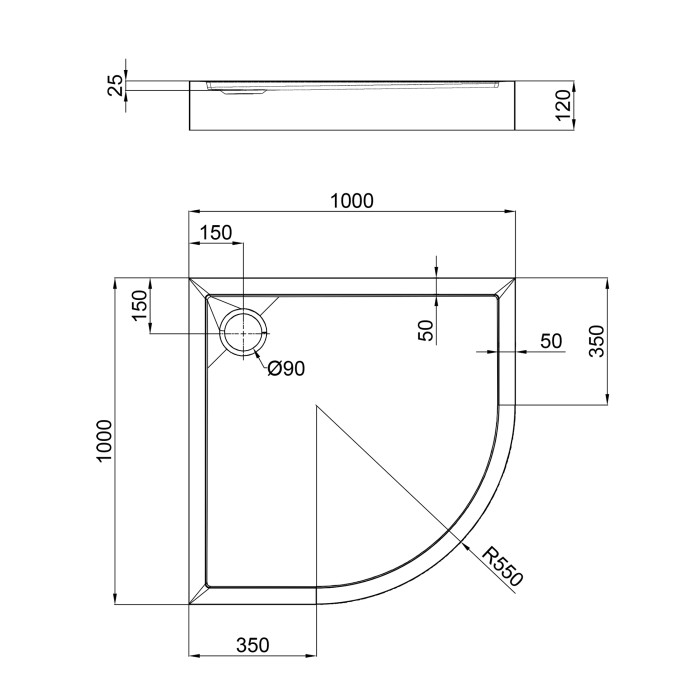 Душовий піддон Qtap Robin 301112 1000x1000x120 Білий