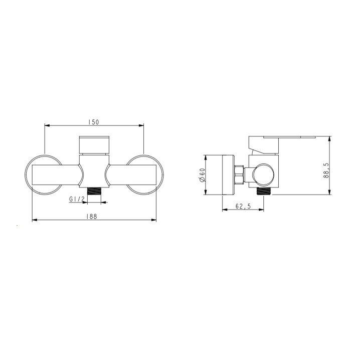 Змішувач для душу Lidz Luna 010 (з душовим гарнітуром) (k35) LDLUN010NKS46095 Nickel