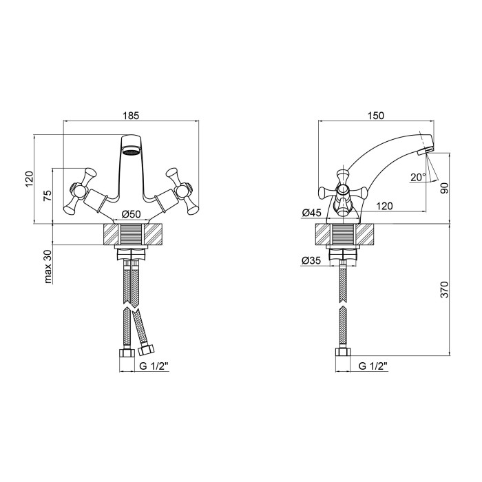 Смеситель для раковины Lidz Lamb 161F Хром (LDLAM161FCRM35446)