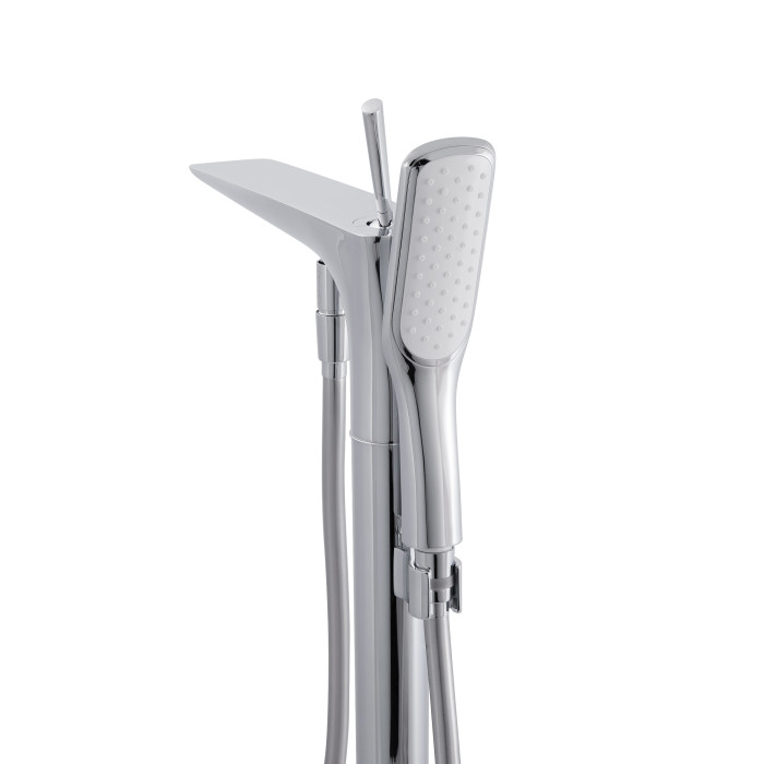 Смеситель для ванны Qtap Podlaha напольный (с душевым гарнитуром) QT19103VDC Chrome