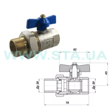 Кран кульовий з американкою STA    3/4