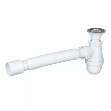 Сифон для умивальника SoloPlast У-0111, сітка - нержавіюча сталь, гофра