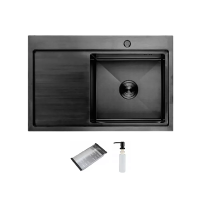 ITAL Кухонна мийка HD7850R, 750x500мм, нержавіюча сталь, права, чорний