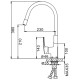 Змішувач для кухні Frap F4453-04 з гнучким виливом, чорний/хром