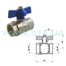 Кран шаровой STA 3/4" ВВ (красная бабочка) НИК. {120/12}