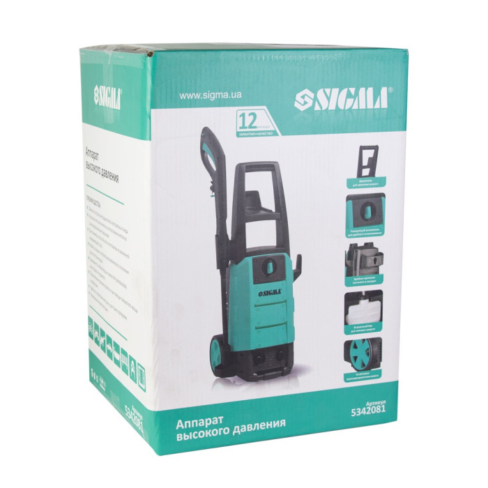 Мийка високого тиску 1800Вт max 140bar 7 л/хв+турбонасадка SIGMA (5342081)