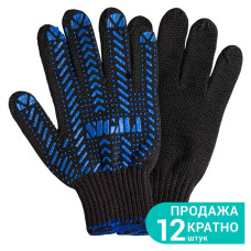 Рукавички трикотажні з ПВХ крапкою р10 Актив (чорні) SIGMA (9442471) (12 пара)