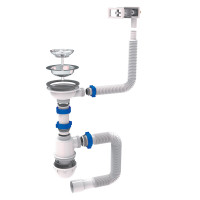 TAU Сифон для кухонної мийки з нержавіючим випуском 3½