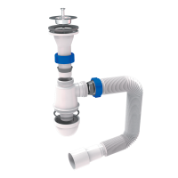 TAU Сифон для раковини з випуском з нерж. сталі та гнучким відведенням 1¼