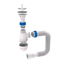 TAU Сифон для раковини з випуском з нерж. сталі та гнучким відведенням 1½