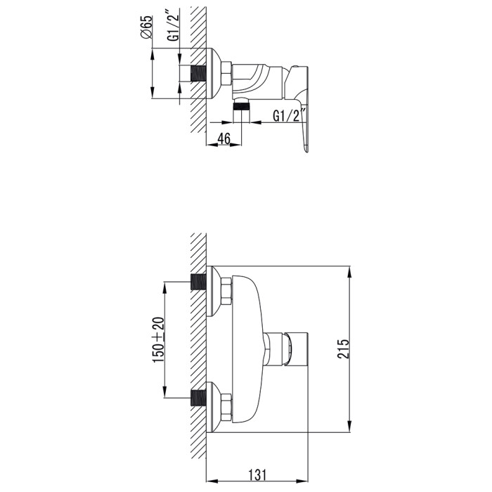Змішувач GARDA Ø35 для душа CORSO 9605303 (BC-1D121W)