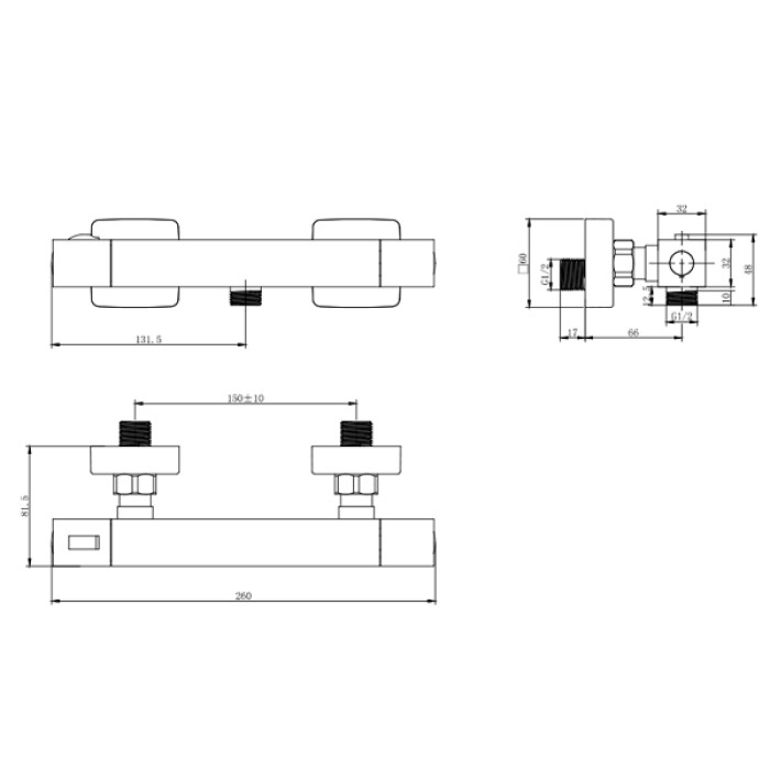 Смеситель PANARO Ø25 термостатический для душа CORSO ED-2D185C (9659300)