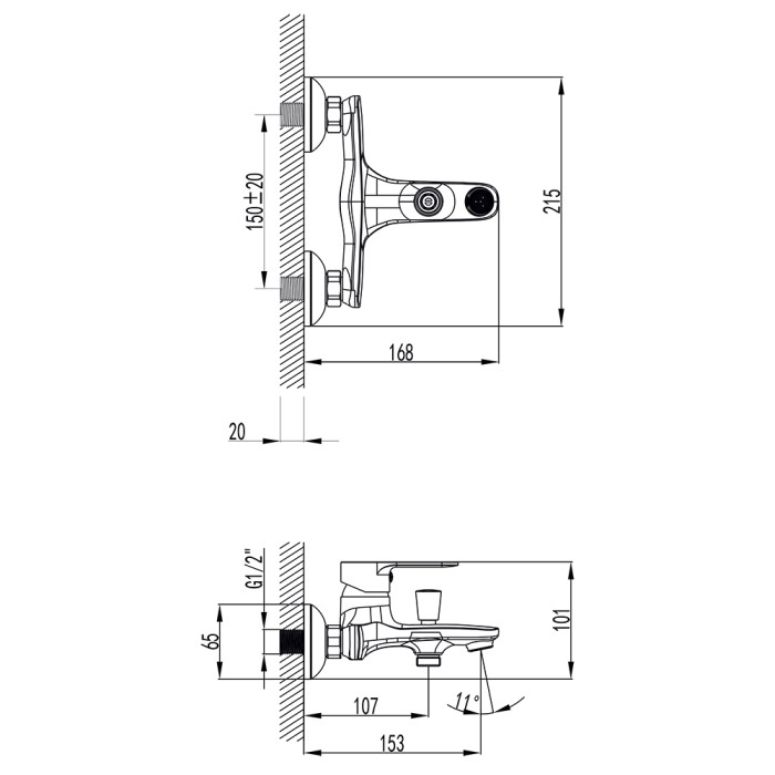 Змішувач RIVA Ø35 для ванни литої CORSO DE-1C139C (9629200)