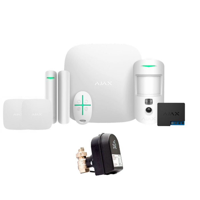 Ajax StarterKit CAM + LeaksProtect (2шт) + WallSwitch + кран с электроприводом Honeywell 220 One ДУ32 (HAV32) (006454)