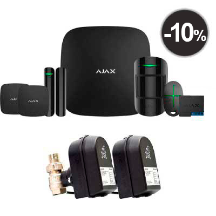 Ajax StarterKit Plus + LeaksProtect (2од) + WallSwitch (1од) + кран з електроприводом Honeywell 220 Duo ДУ32 (HAV32) (006436)