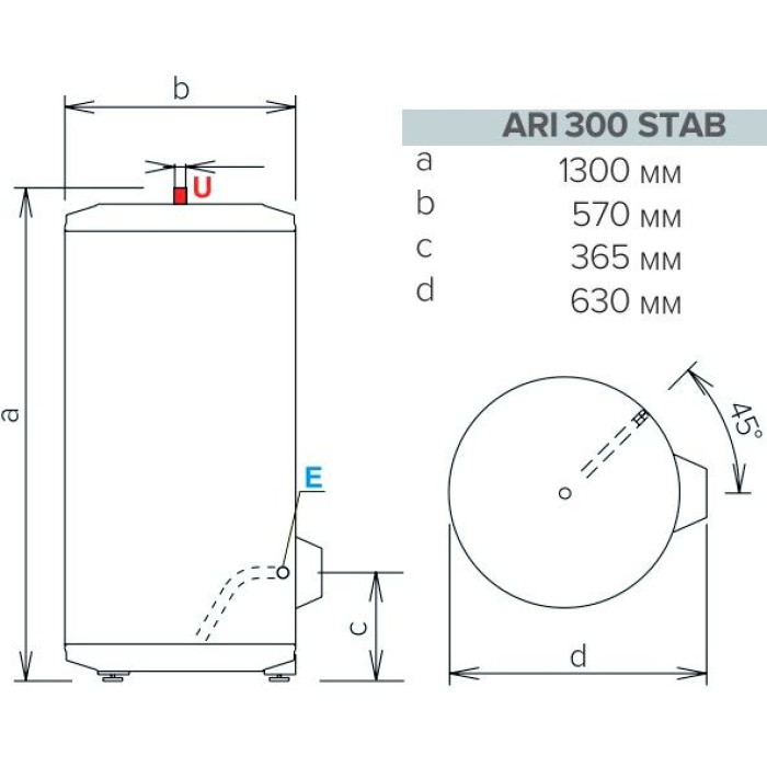 Водонагреватель (бойлер) Ariston ARI 300 STAB 570 THER MO EU