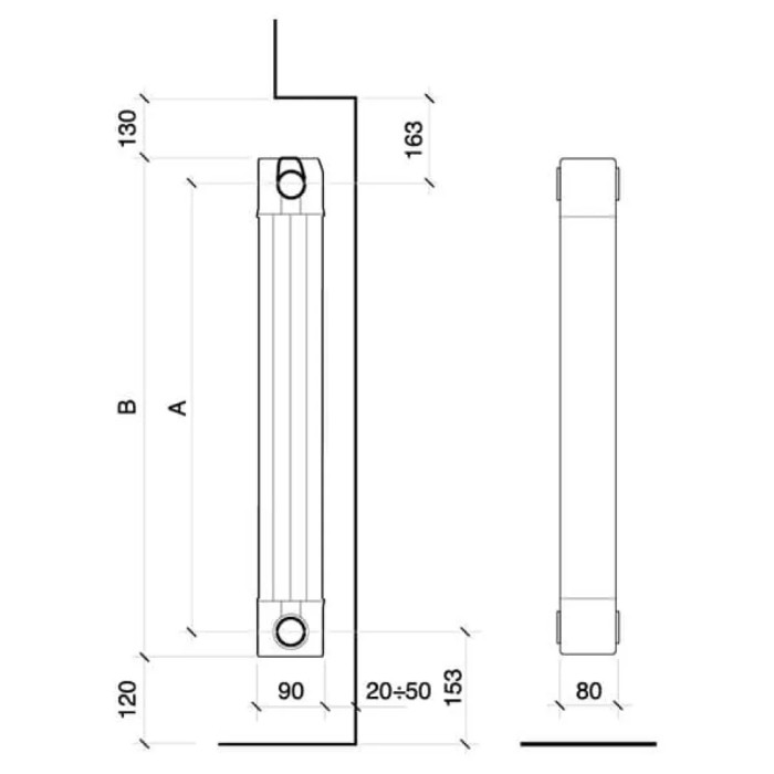 Радиатор алюминиевый (3 секции) LEDRO S/90 2000 мм ARDESIA/SLATE GREY 3B NOVA FLORIDA (81GLE04403)