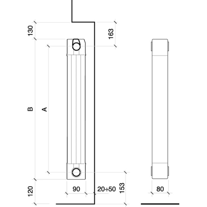 Радіатор алюмінієвий (4 секції) LEDRO S/90 1600 мм GRAPHITE 3R NOVA FLORIDA (81ELE3R404)