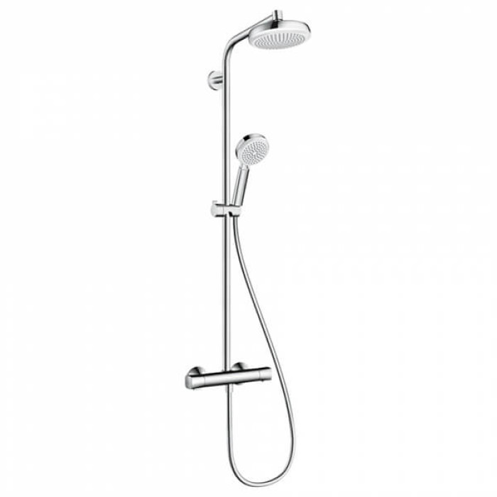 Душова система Hansgrohe Crometta Showerpipe 160 1jet EcoSmart з термостатом білий/хром