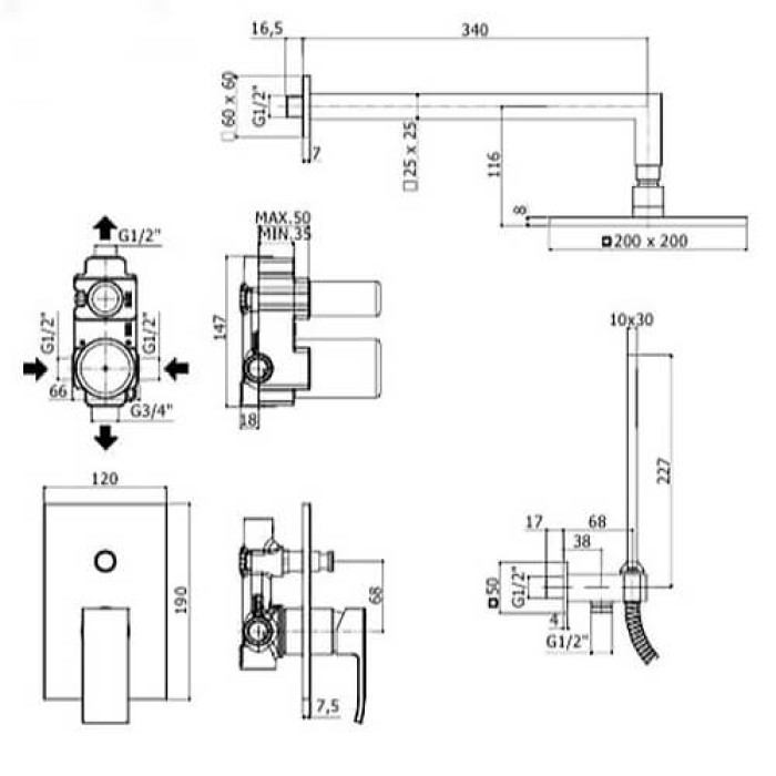 Душова система Paffoni Level KIT LES015 CR (KITLES015CR)