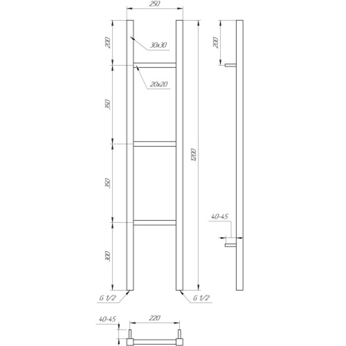 Водяной полотенцесушитель Genesis Aqua Musa 120x25 черный (GA-52001)