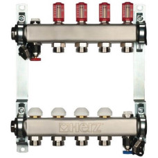 Коллектор для отопительных контуров Herz DN25 на 3 выхода с расходомерами и термостатом (1863203)