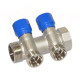 Коллектор угловой Ø1″ x 2 выхода x 3/4″ EK (синие ручки) никель Carlo Poletti Srl (C322N12QB)