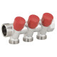 Колектор кутовий Ø1″ x 3 виходи x 3/4″ EK (червоні ручки) нікель Carlo Poletti Srl (C323N12QR)
