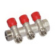 Колектор кутовий Ø1″ x 3 виходи x 3/4″ EK (червоні ручки) нікель Carlo Poletti Srl (C323N12QR)