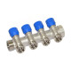Колектор кутовий Ø1″ x 4 виходи x 3/4″ EK (сині ручки) нікель Carlo Poletti Srl (C324N12QB)