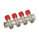 Коллектор угловой Ø1″ x 4 выхода x 3/4″ EK (красные ручки) никель Carlo Poletti Srl (C324N12QR)