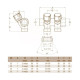 Колектор кутовий Ø1″ x 5 виходів x 3/4″ EK (червоні ручки) нікель Carlo Poletti Srl (C325N12QR)