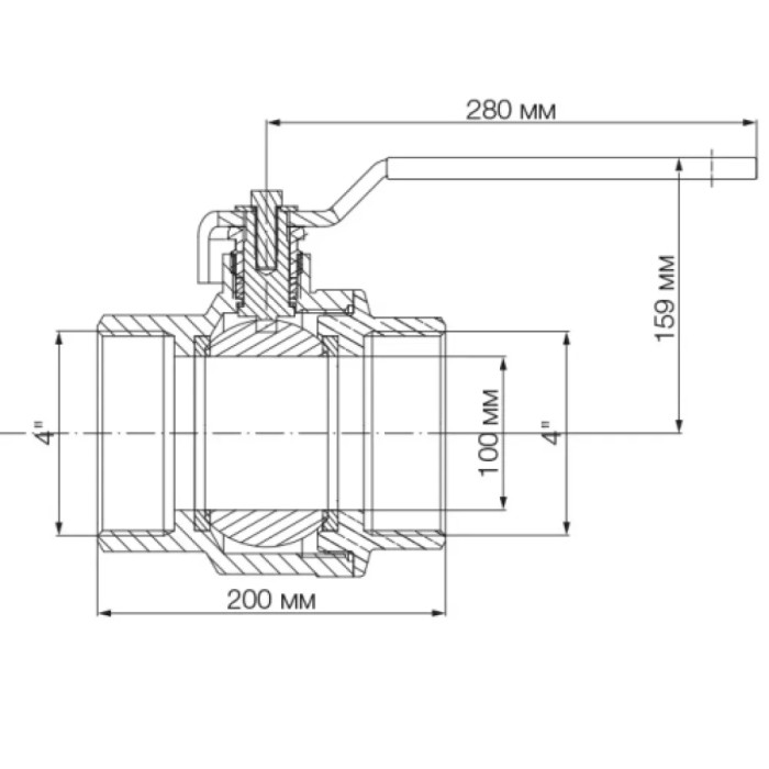 Кран шаровый Bonomi Missouri 4 (DN100) стальная ручка (79510119)