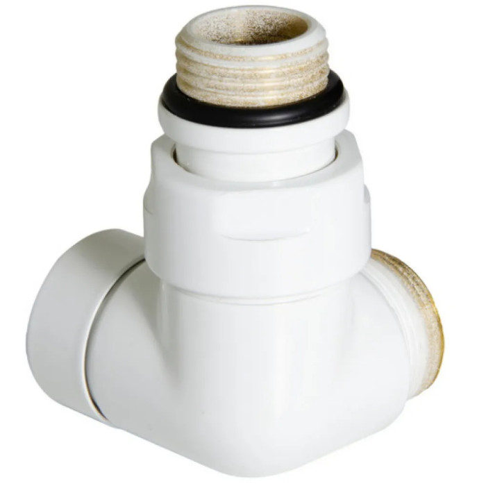 Кран отсекающий трехосевой БЕЛЫЙ Ø1/2″ х 24-19 DX (правый) УГОЛ Carlo Poletti Srl (V74211EFDX)