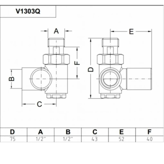 Кран-термостат трьохосьовий ХРОМ Ø1/2″ SX (лівий) COMBI CORNER (підкл. тену) Carlo Poletti Srl (V130310BSX)