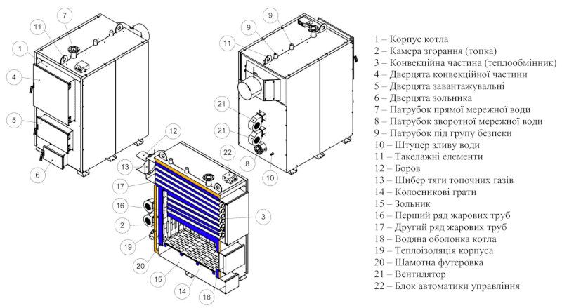 Схема котла KRONAS HEAT MASTER (SH) 600 кВт