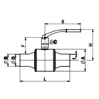 Кульовий кран приварний Danfoss повнопрохідний FB JIP-WW габарити