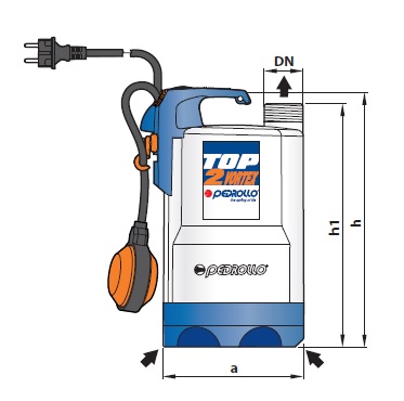 Размеры насоса Pedrollo TOP2-VORTEX