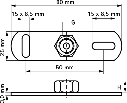 Підп'ятник BIS 1/2, (H 15 мм)