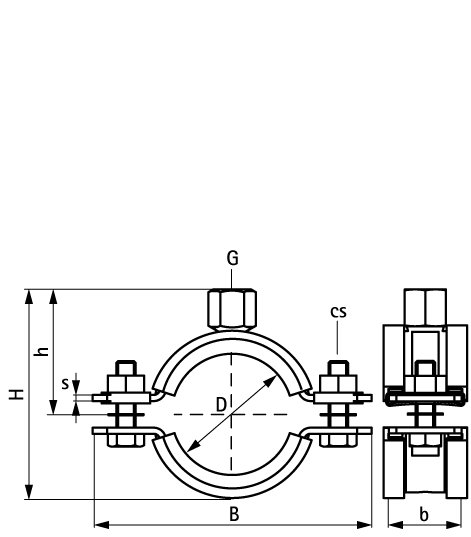 Креслення Хомут Walraven BIS для великих навантажень з гумовим вкладишем М8/10 40-45мм, фото 1